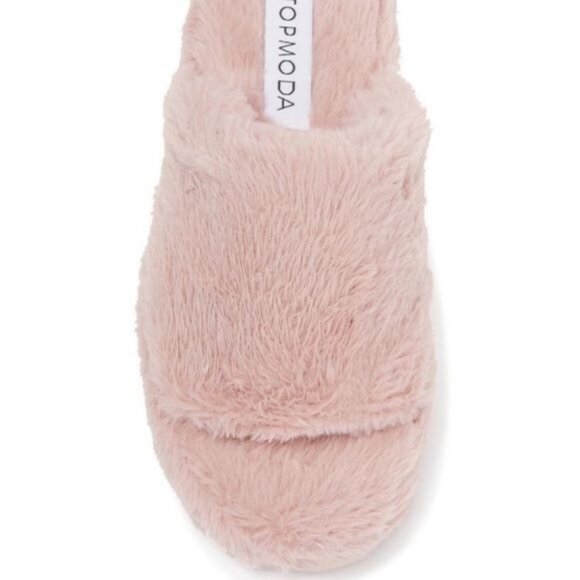 Womens Top Moda Fuzzy Open-Toe Pink Slippers Size 8 New In Box - Picture 4 of 10